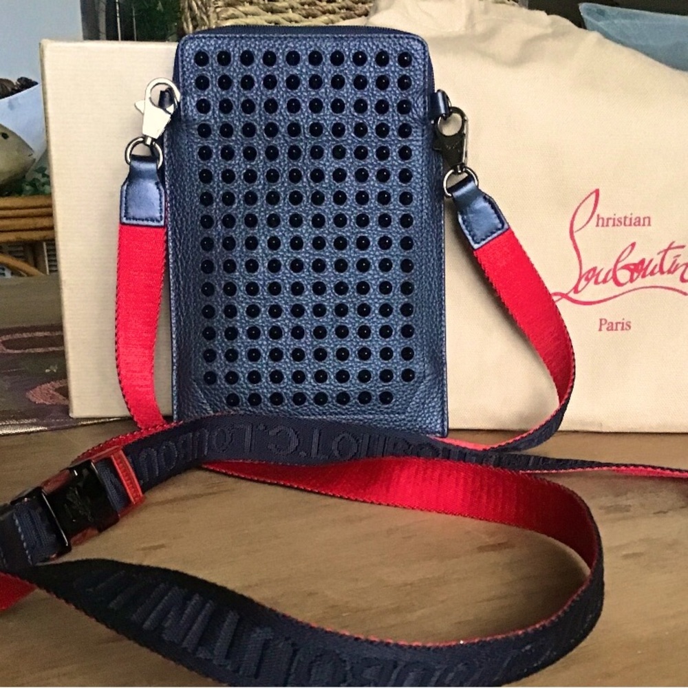 **SOLD**Christian Louboutin Black Calfskin Empire Spikes Crossbody-PRISTINE